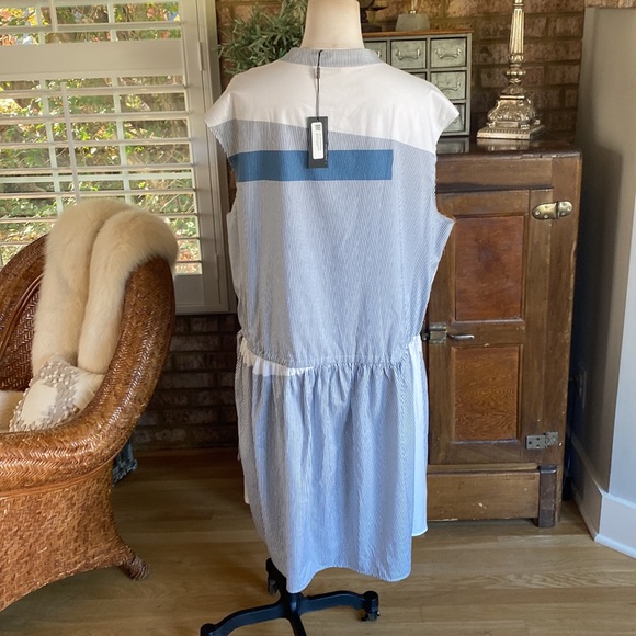 THE KIT. DECONSTRUCTED SHIRT DRESS NAVY STRIPE IN LIGHTWEIGHT COTON 3X NEW - Picture 6 of 14